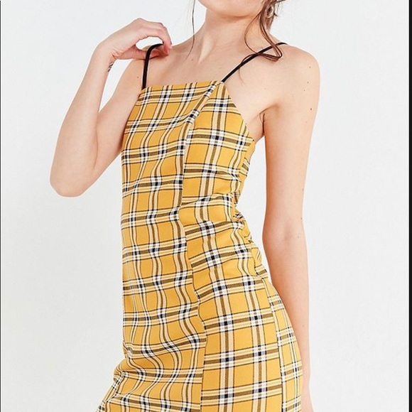 uo checkered mini slip dress